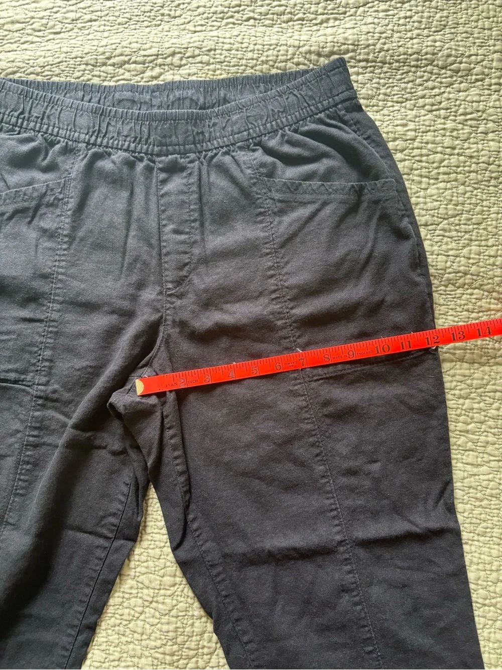 Old Navy Black High-Rise Straight Taper Linen Blend Pants L - Picture 10 of 12